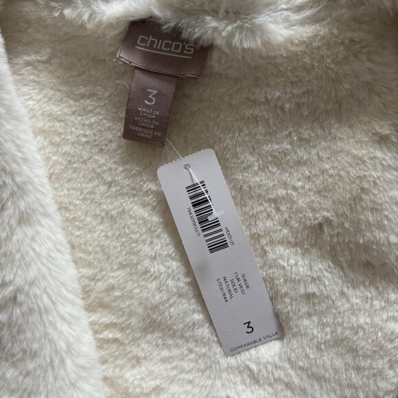 Chico's Faux Suede Vest Women's Beige Open Front Soft Lining Size 3 XL NWT - Picture 4 of 7